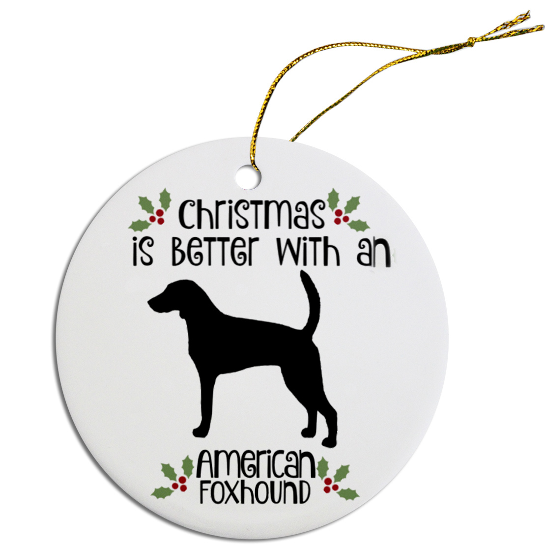 Breed Specific Round Christmas Ornament American Foxhound